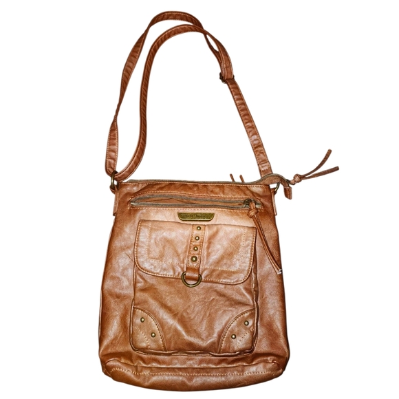 Stone Mountaint Brown Leather Crossbody Bag - Picture 1 of 8